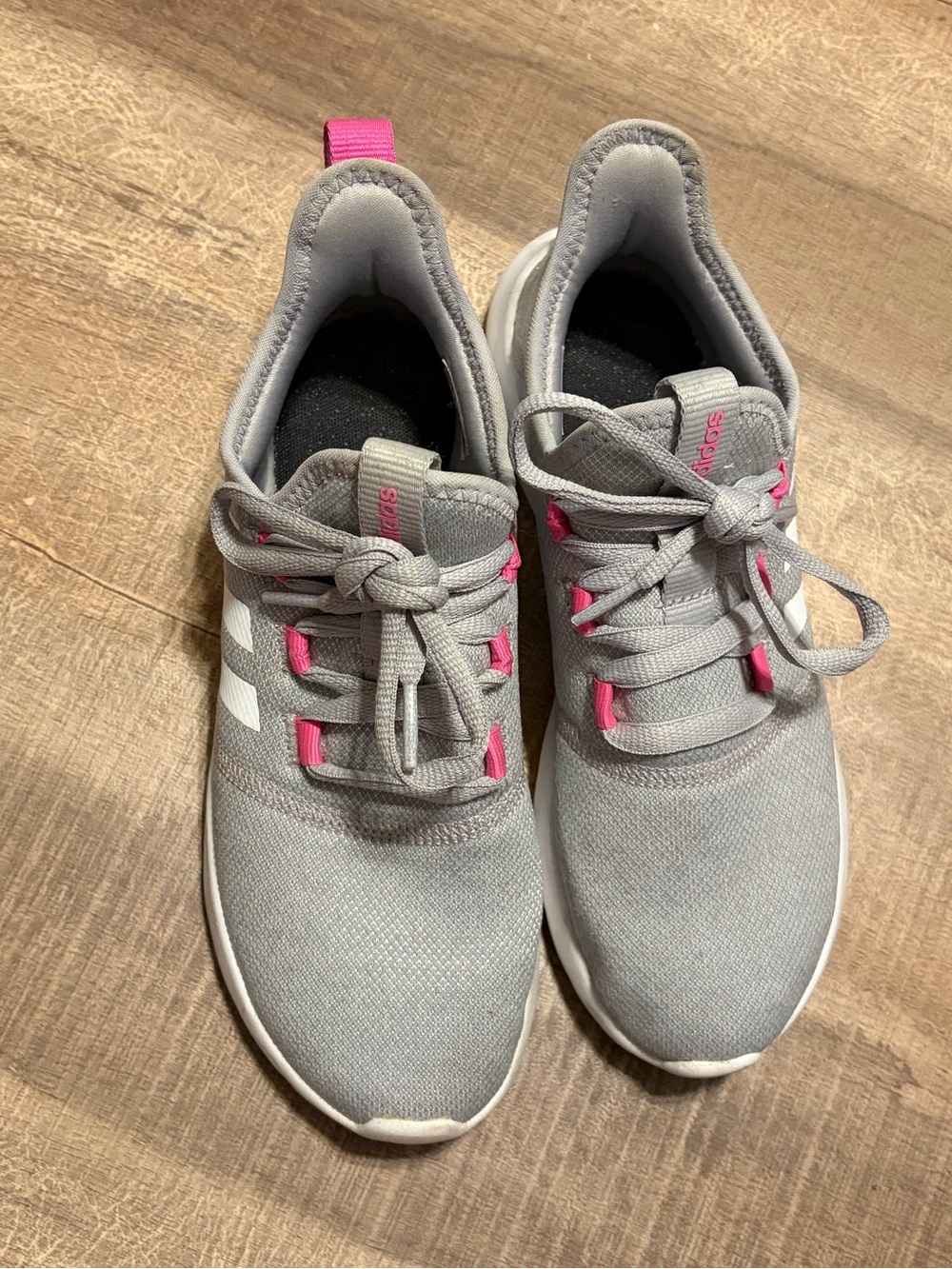 adidas Women's Gray Athletic Sneakers with Pink Accents